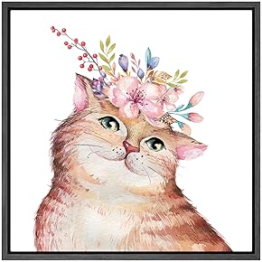 SIGNWIN Framed Canvas Wall Art Nursery Baby Cat...