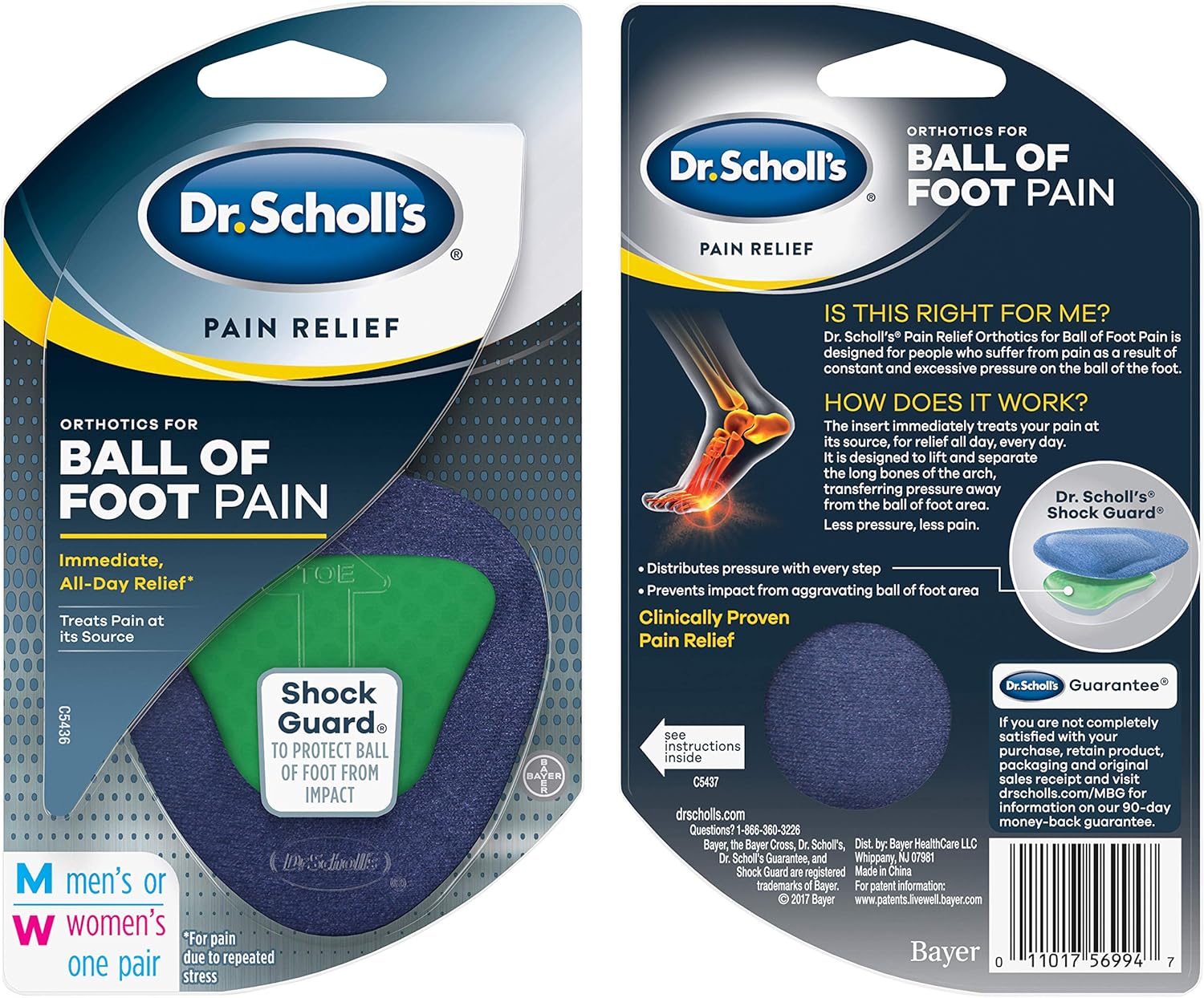 Dr. Scholl's BALL OF FOOT Pain Relief Orthotics (One Size) // Clinically Proven Immediate and All-Day Relief of Ball-of-Foot Pain by Lifting and Reducing Pressure on Metatarsal Bones: Health & Personal Care
