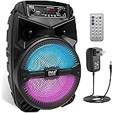 Pyle 240W Rechargeable Outdoor Bluetooth Speaker Portable PA System w/ 6.5” Subwoofer 1” Tweeter, Microphone In, Party Lights, MP3/USB, Radio, Remote - Pyle PPHP634B
