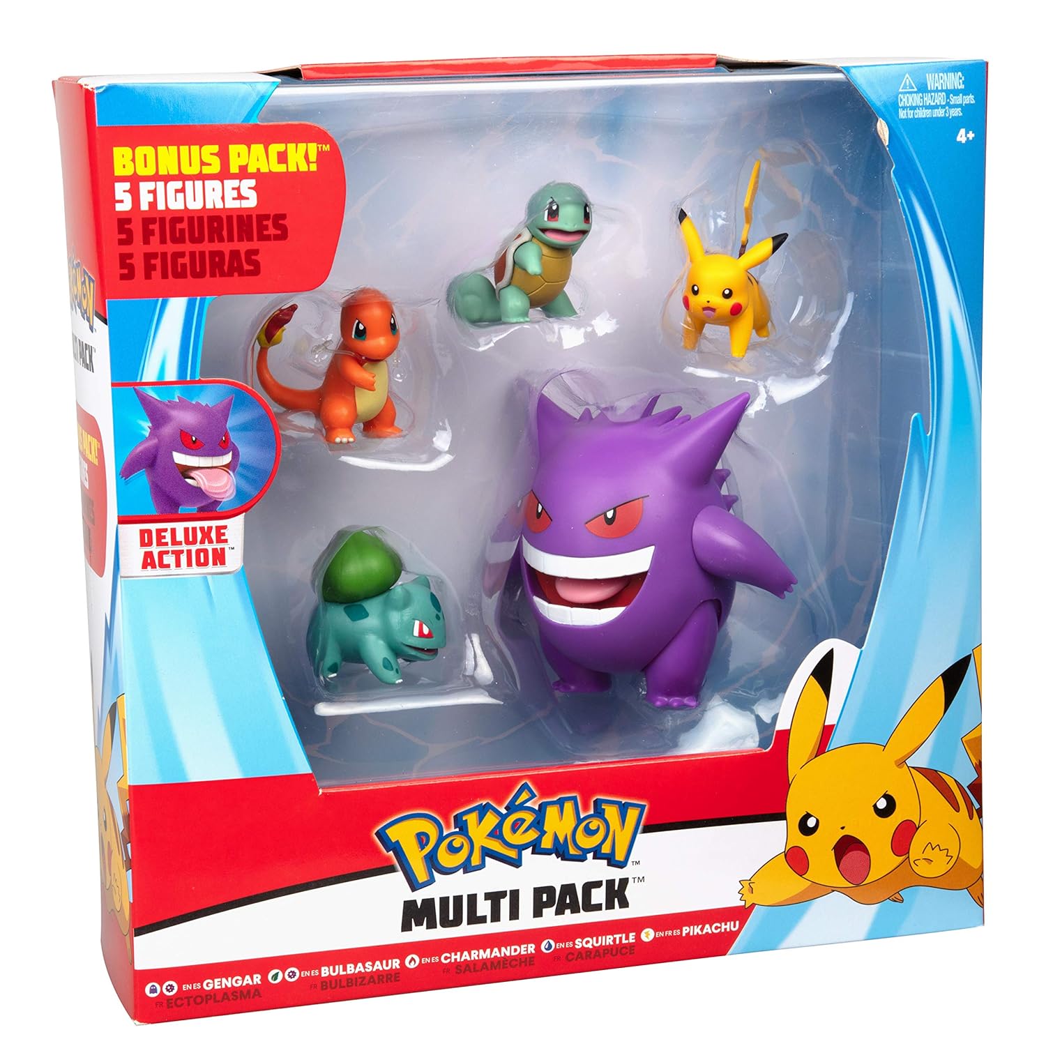 Pokémon Figure Multi Pack Set With Deluxe Action Gengar Generation 1 Includes Pikachu Squirtle Charmander Bulbasaur And Gengar 5 Pieces