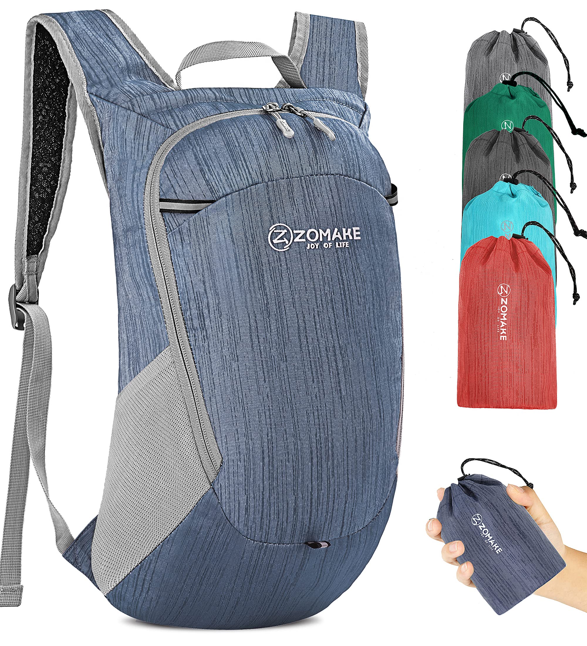 ZOMAKE Lightweight Foldable Backpack,Packable Rucksack 18L Ultra Light Small collapsible daypack For Men Women Travel Hiking Walking(Navy blue) — image 1