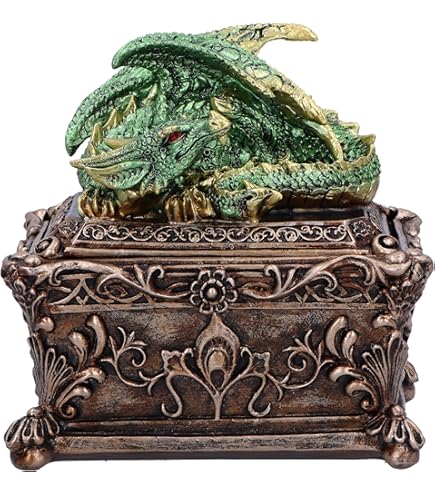 Celtic Dragon Decorative Trinket Box - 5.75 Inch Black Poly Stone Keepsake Box With Textured Dragon Design