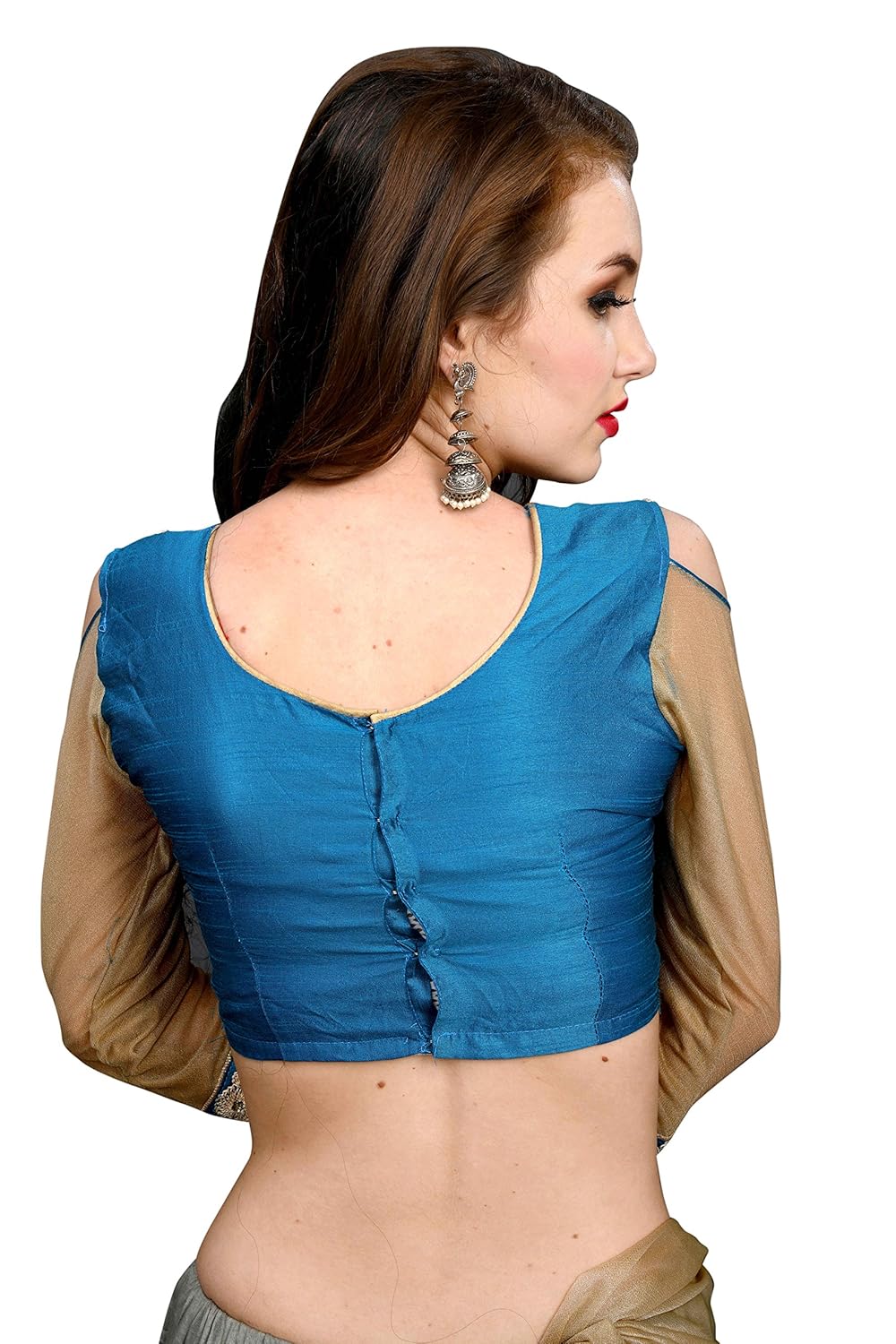 sargam fashion women's georgette saree with blouse piece (srmbbluecord)