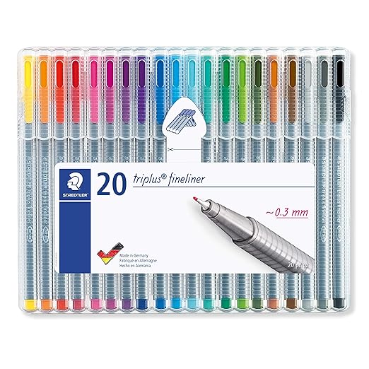Staedtler triplus 334 SB20 Fineliner, dreikant, Set mit 20 brillanten Farben