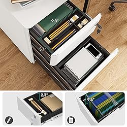 YITAHOME 3-Drawer Metal Filing Cabinet with