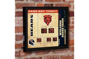 TEAM SPORTS AMERICA NFL Chicago Bears Scoreboard Digital Wall Clock with Bluetooth Speaker, Vintage Wall Decor for Sports Man Cave, Game Rooms, Gift for Football Fans