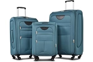 Merax Softside Luggage Set Softshell Lightweight 3 Piece Spinner Suitcase 22" 26" 30" New Green
