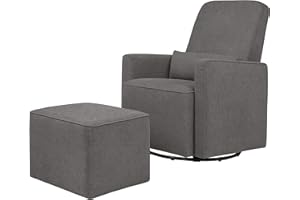 DaVinci Olive Upholstered Swivel Glider with Bonus Ottoman in Dark Grey, Greenguard Gold & CertiPUR-US Certified