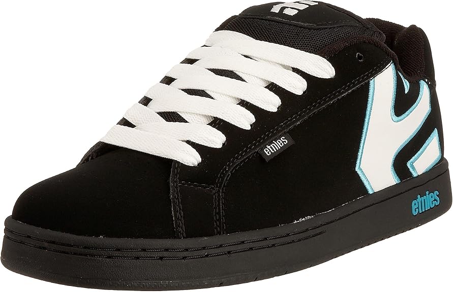 Etnies Men's Fader Skateboarding Shoe Black/White/Turquoise 4101000203