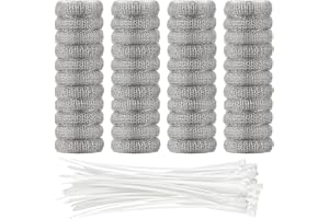 LEILIECSC 44 Pieces Lint Traps for Washing Machine Hose Stainless Steel Lint Trap Cleaning Tool Dryer Lint Trap Cleaner Laundry Mesh Washer Hose Filter with 44 Pcs Cable Ties