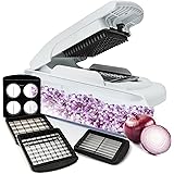 Fullstar 4 Adjustable Stainless Steel Blades Pro Vegetable and Fruit Chopper with Food Container and Non Skid Base