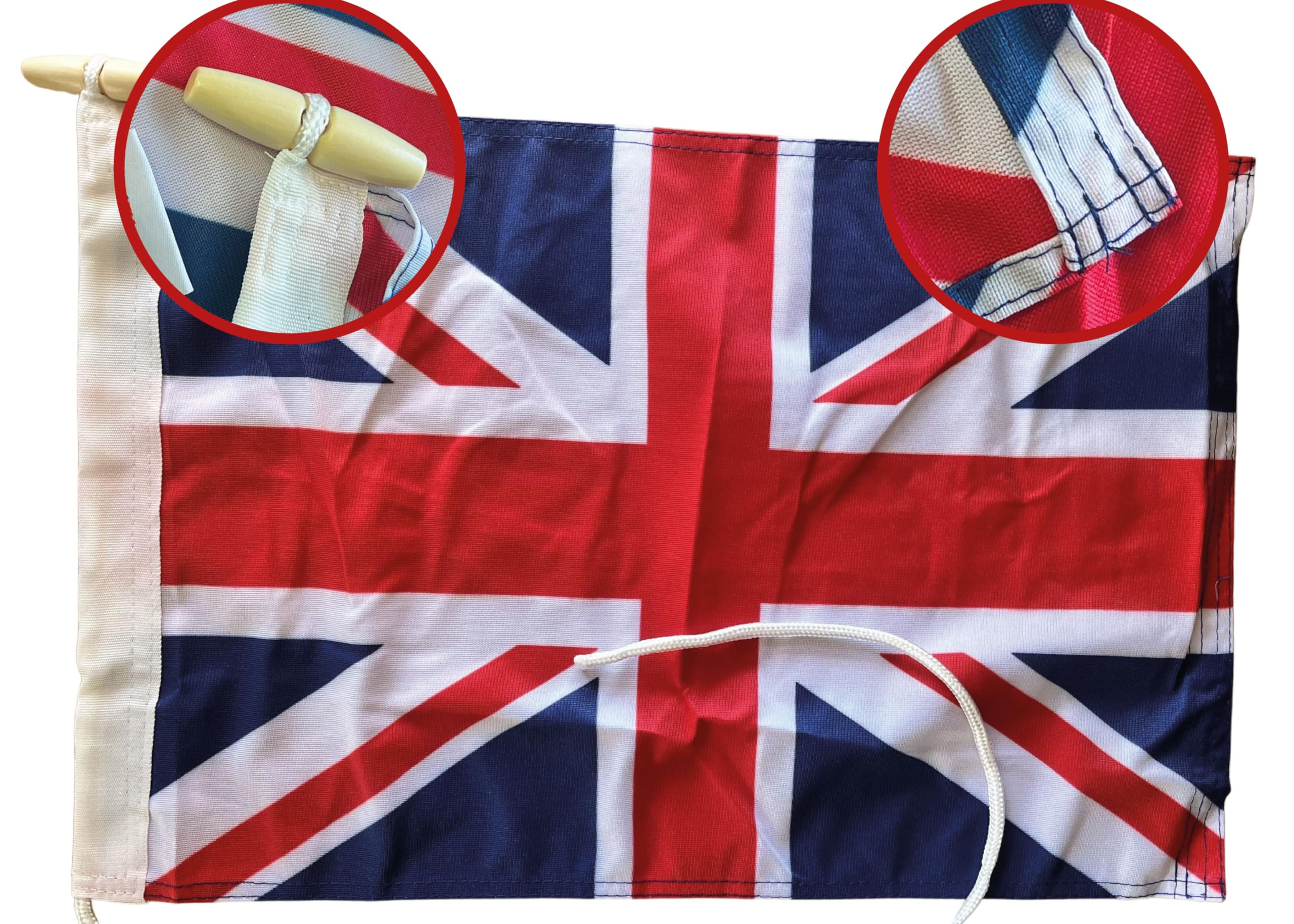 NWFlags Union Jack Flag 150d Nylon Rope & Toggle 18" x 12" | Small Union Flag