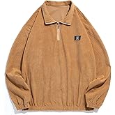 ZAFUL Men's Corduroy Sweatshirt Ribbed Long Sleeve Stand Collar Pullover Tops for Fall Winter