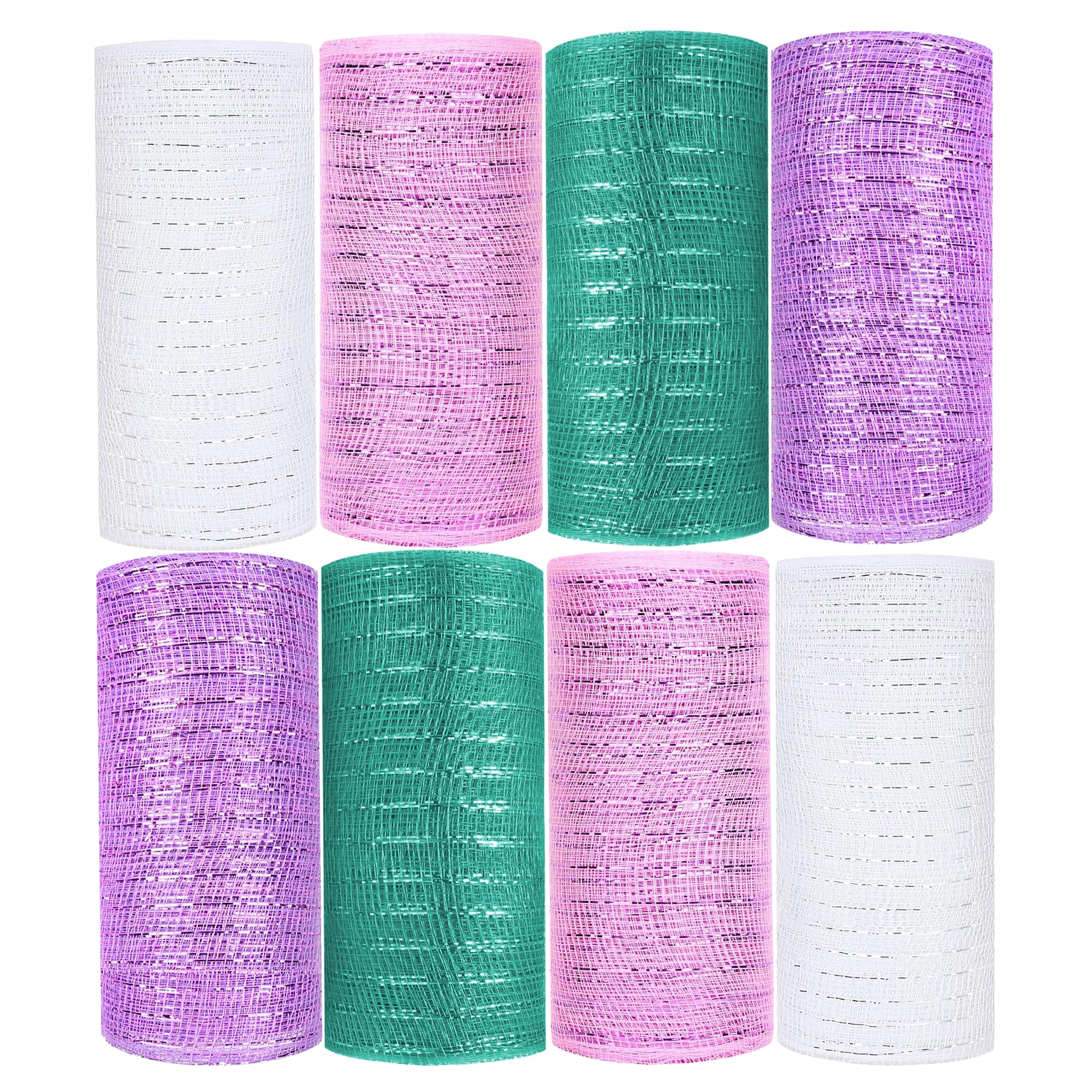 Set of 8 Decorative Mesh Rolls! 4 Assorted Easter Themed Colors! - 6" Wide x 5 Yards Long! Great for Easter Wreath, Floral Arrangements, Easter Party Decorating! (8)