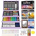 Soucolor Art Supplies, 192-Pack Deluxe Art Set Drawing Painting Supplies Art Kit with Acrylic Pad, Watercolor Pad, Sketch Book, Canvases, Acrylic Paint, Crayons, Pencils, Gifts for Artists Adults Kids