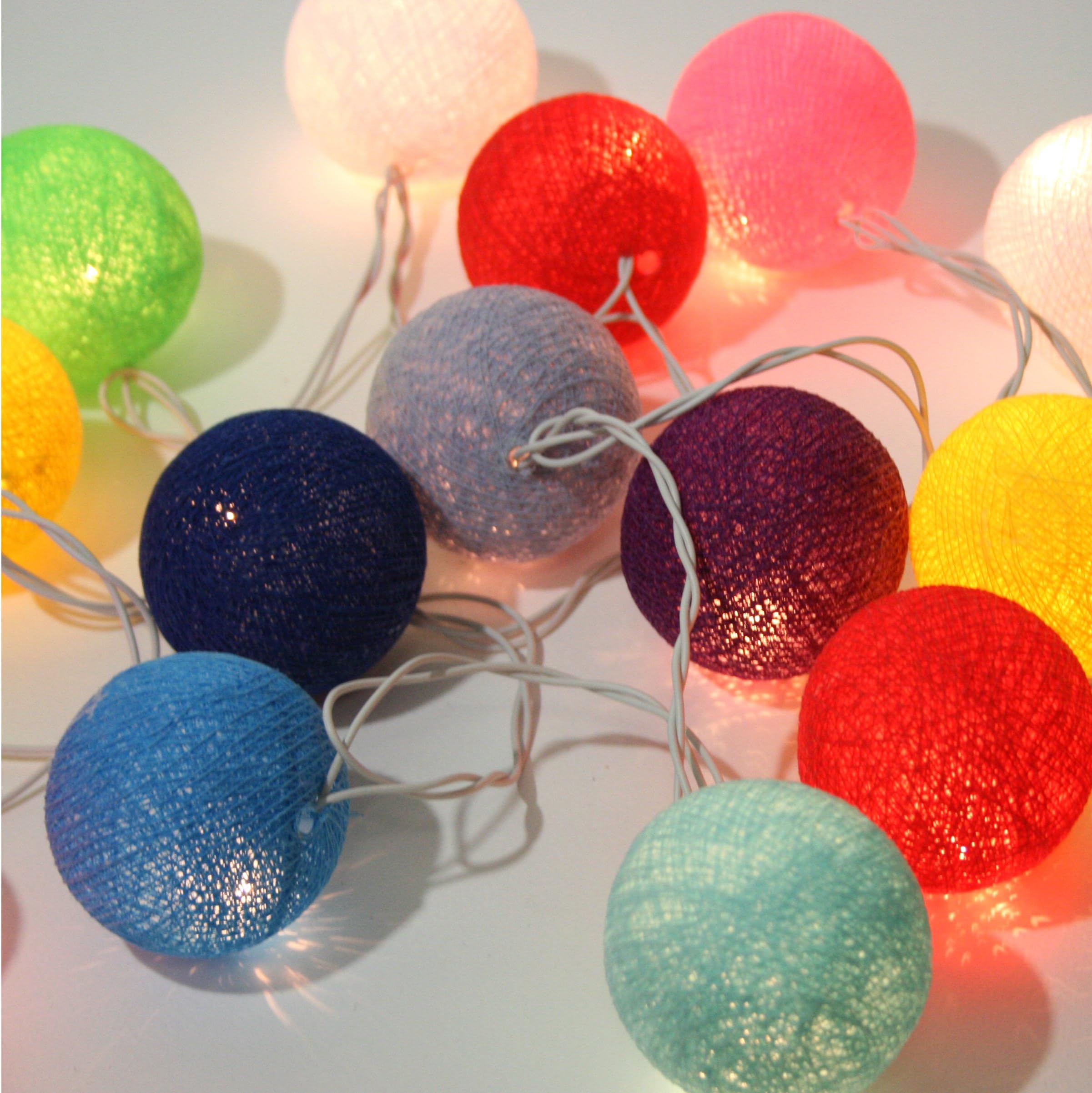 Cotton Ball christmas gifts Patio Party String Lights Decor Home Living Room Patio Wedding Christmas , Party Yard Garden Decorative Lamp Display (20/set) (Multi Color)