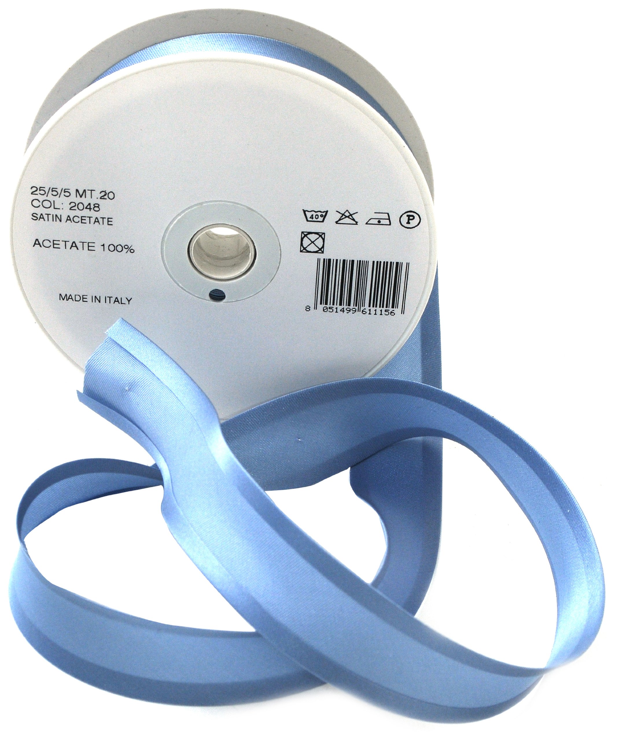 Inastri Trimz Acetate Satin Bias Binding Tape, 25mm Width, Slate Blue (Color 2048) – Silky Double-Fold Edging for Dressmaking, Bridal & Crafts