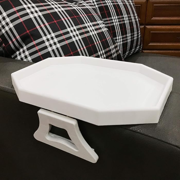 Forzaddik Side tables Sofa Armrest Clip-On Table, Recliner Armchair Organizer Tray (White)
