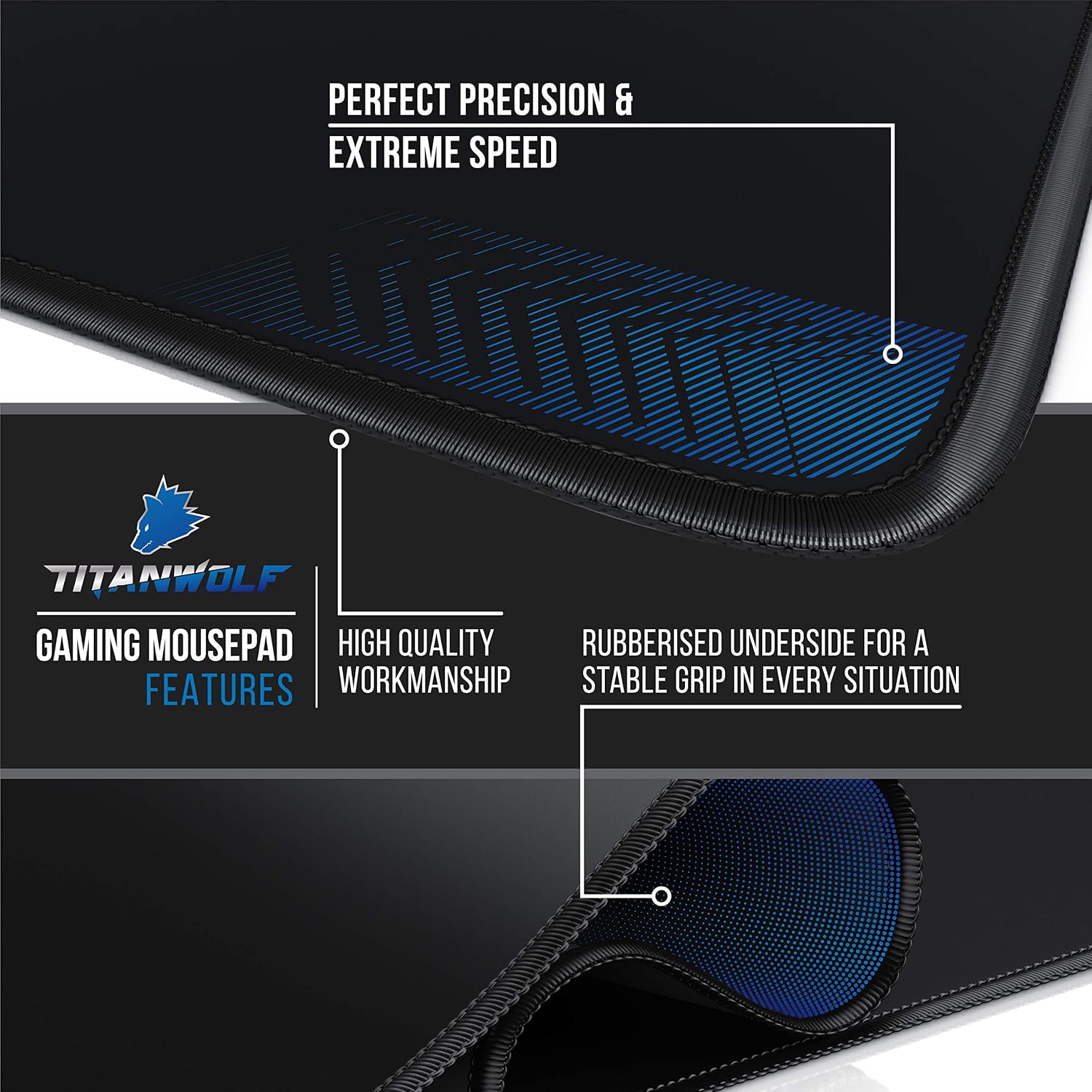 TITANWOLF, XXL Speed Gaming Mouse Mat World, Mouse Pad 900 x 400 x 3mm, XXL mousepad, Table mat large size - Image 5