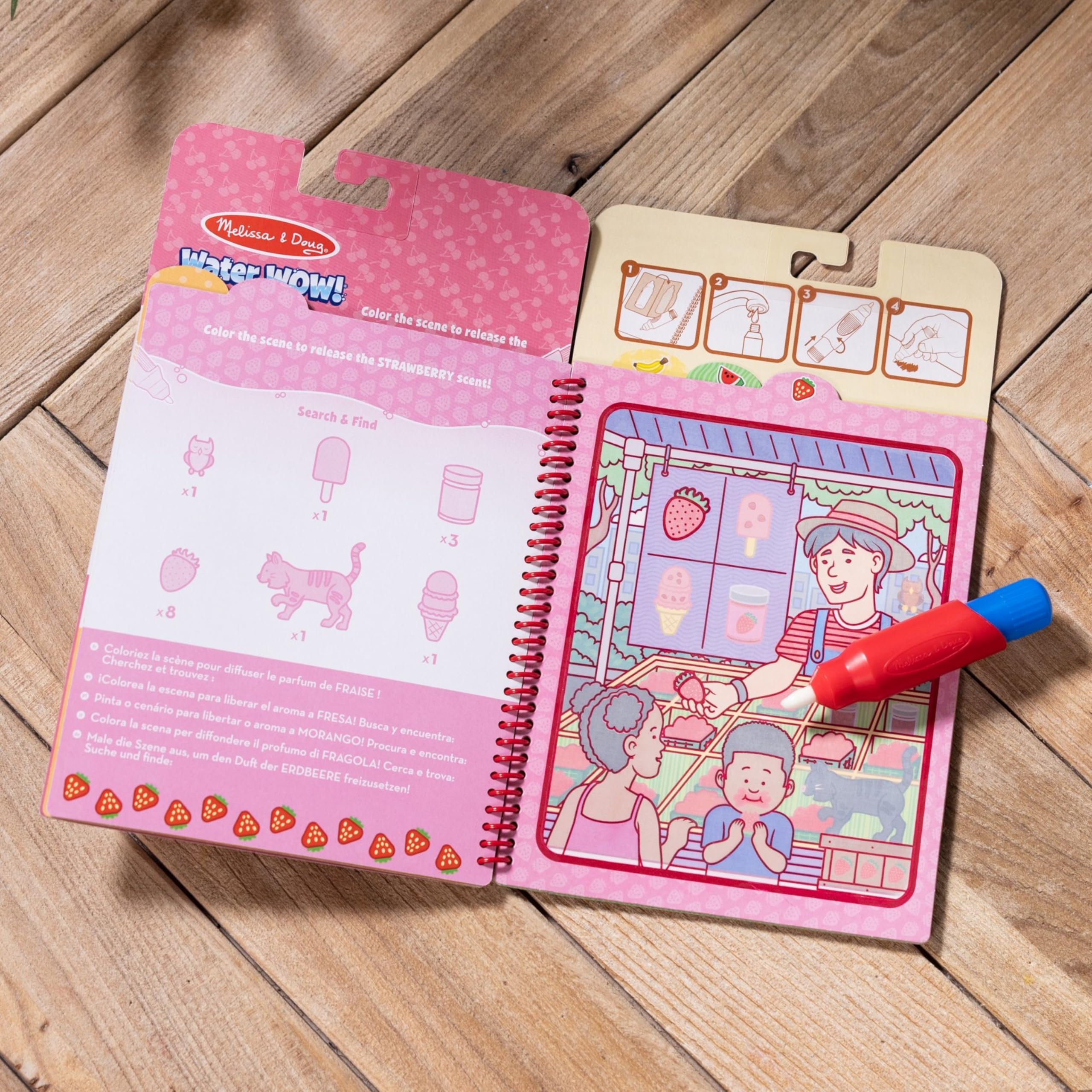 Melissa & Doug Scented Water Wow! Mess Free Coloring Book, Reusable Water-Reveal Activity Pad, Fruit, Travel Toys, Party Favors, for Toddlers for Kids Ages 3+ - FSC Certified