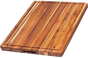 Teakhaus Carving Board - Extra Large (XL) Wood Cutting Board with Juice Groove and Grip Handles - Reversible Teak Edge Grain Wood - Knife Friendly - FSC Certified