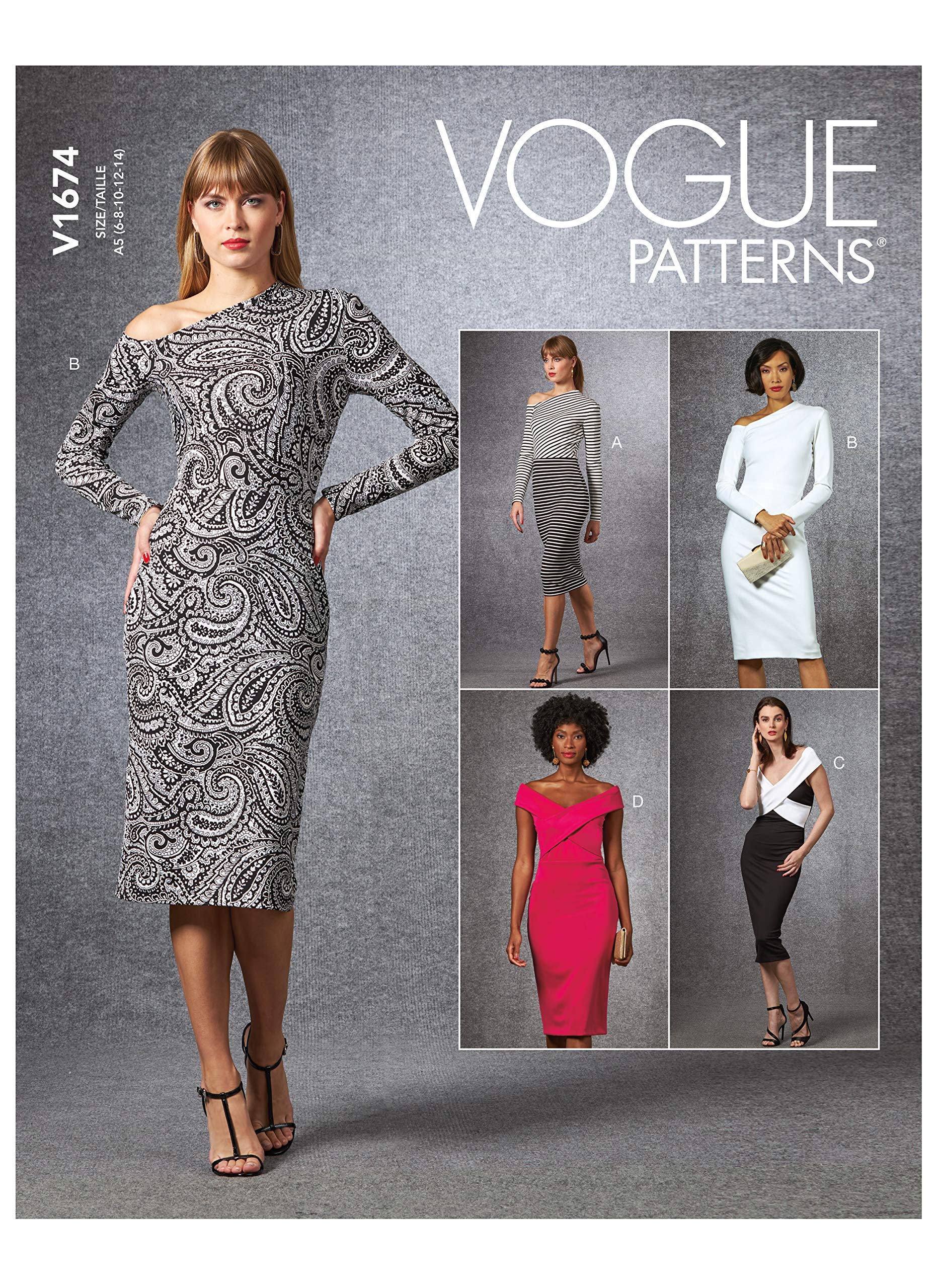 Vogue Pattern V1674A5 Misses' Dress A5 (6-8-10-12-14)