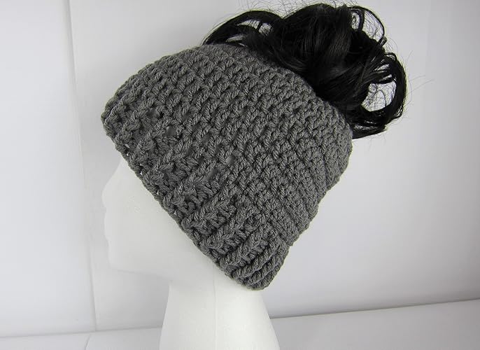 crochet messy bun hat