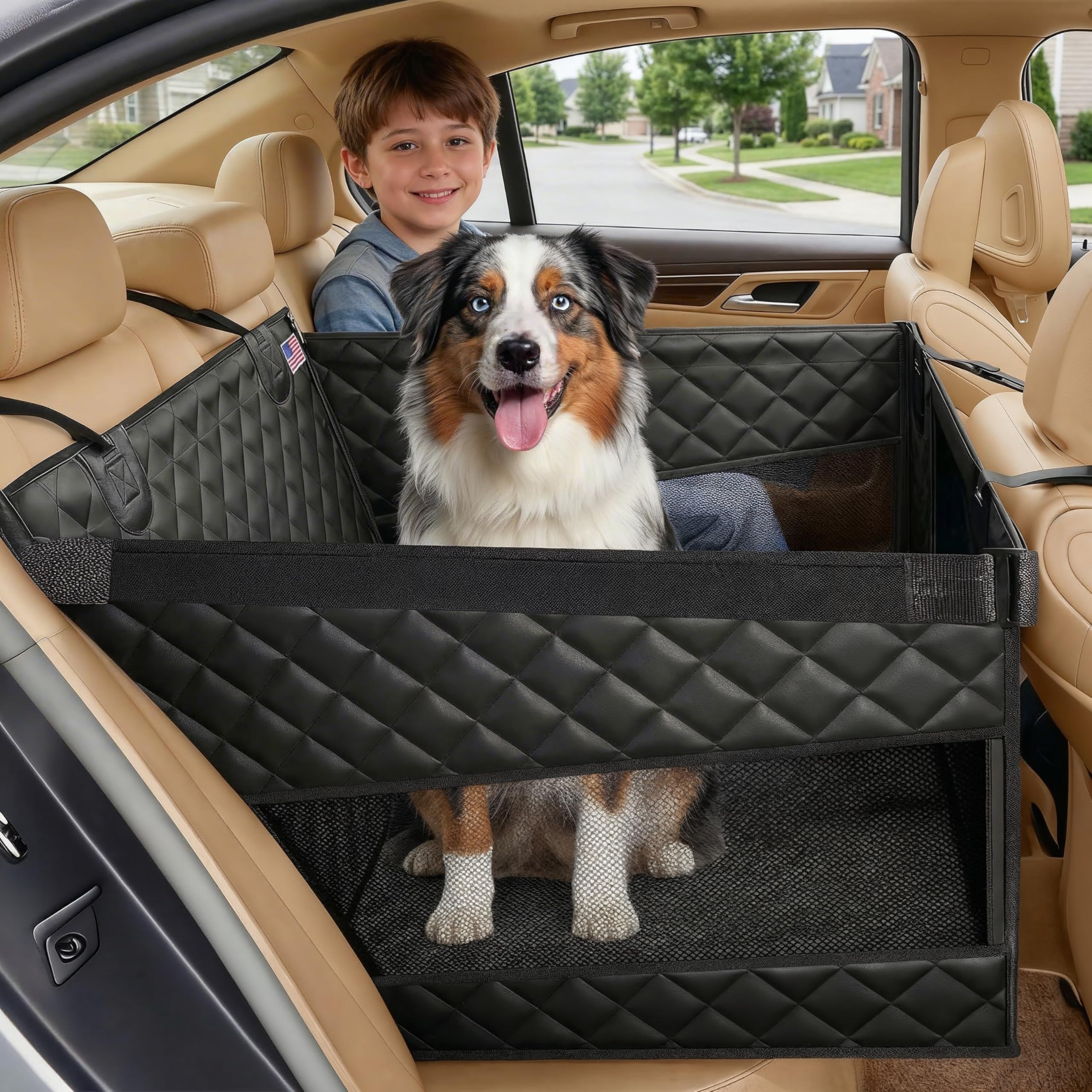 YoGi Prime Dog Car Seat Cover for Large dogs by Heavy Duty Dog Hammock Waterproof backseat Covers Pets Seat protectors for cars Trucks SUV XL truck bench back seats covers for Dogs universal fit