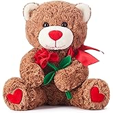IKASA Bear Stuffed Animal Love Plush Toy with Bow for Valentine Day,Cute 10.6" Soft Plushie Small Toys,Gifts for Girlfriend (