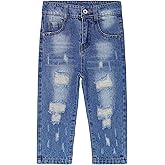 KIDSCOOL SPACE Baby Little Boys Jeans,Elastic Band Inside Straight Fit Ripped Denim Pants