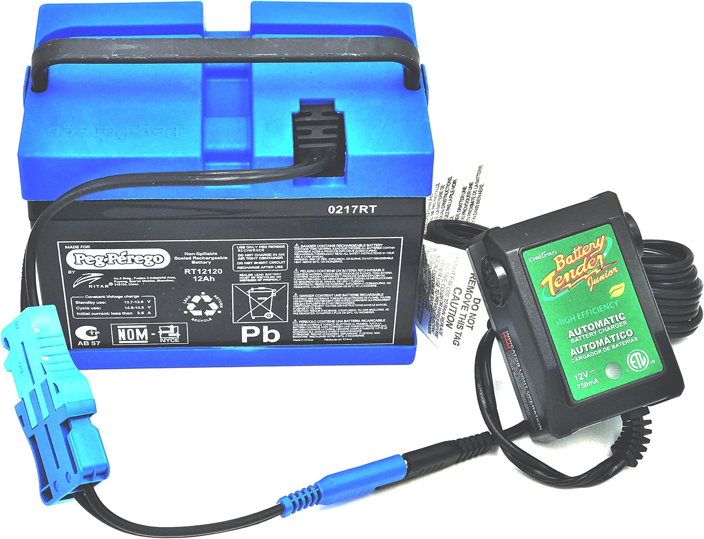 Peg Perego 12 Volt Blue Battery IAKB0501 and Fully Automatic Battery