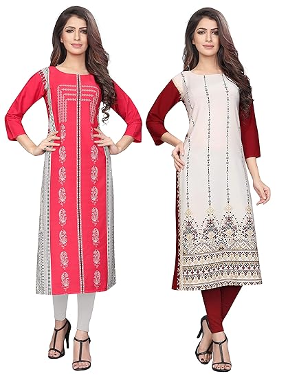 Women's crepe straight Kurta (Pack of 2)