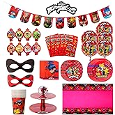 Miraculous Ladybug Party in a Box Kit - Celebration, Birthday Party, Toddlers– 100 Plus Pieces - Cat Noir - Party Supplies - Officially Licensed (Complete Kit)