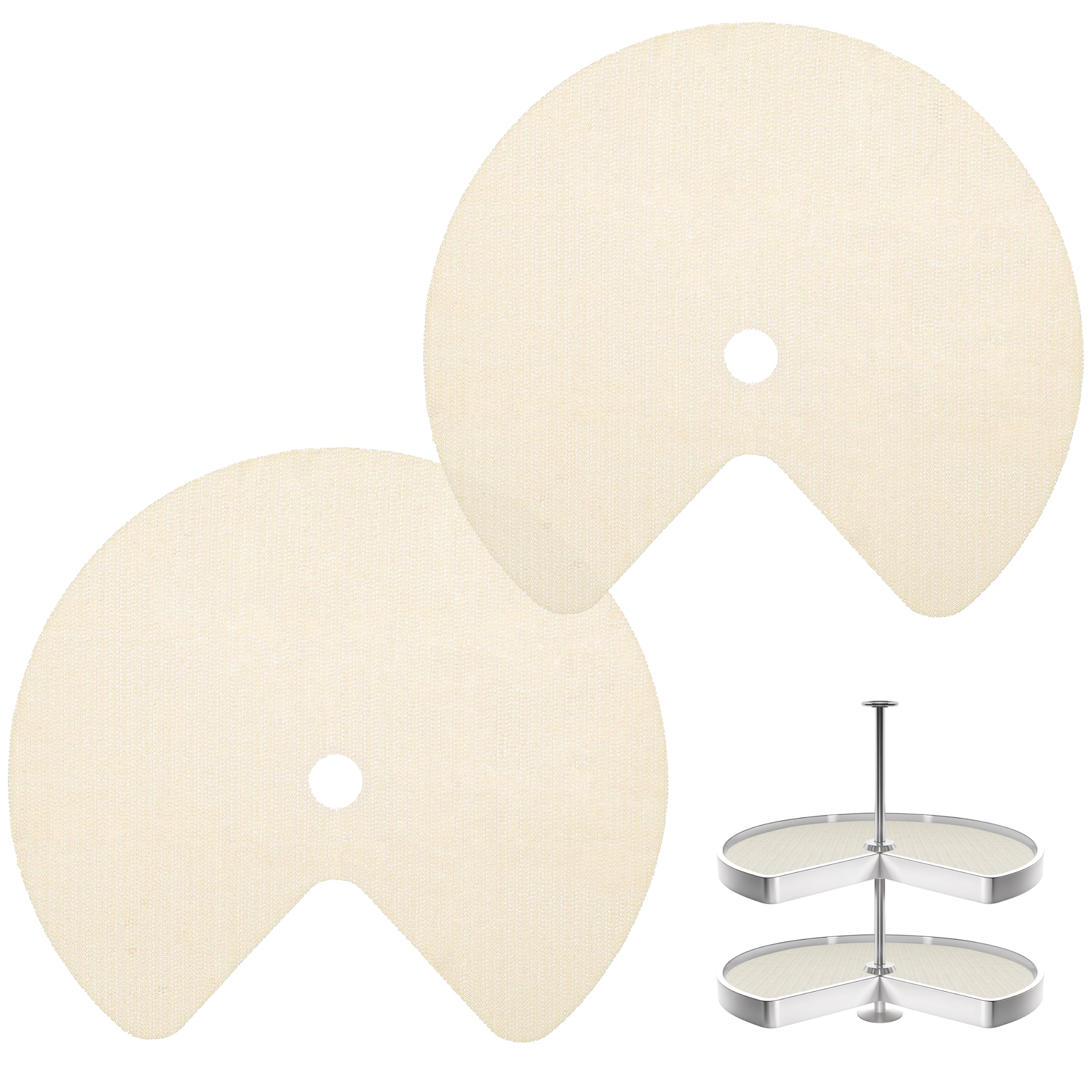 Belle Vous Lazy Susan Shelf Liners (2 Pack) - Easy-Cut Mess-Resistant Shelf Liner for Rotating Shelves & Cabinet Drawers - Shelf Protector Circles