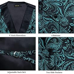 DiBanGu Mens Vest and Tie Set Formal Paisley