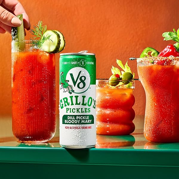 V8 GRILLO’S PICKLES DILL PICKLE BLOODY MARY MIX, 8 FL OZ CAN (6 PACK)