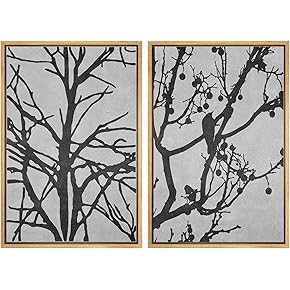SIGNWIN Framed Wall Art Print Set Black Tree...