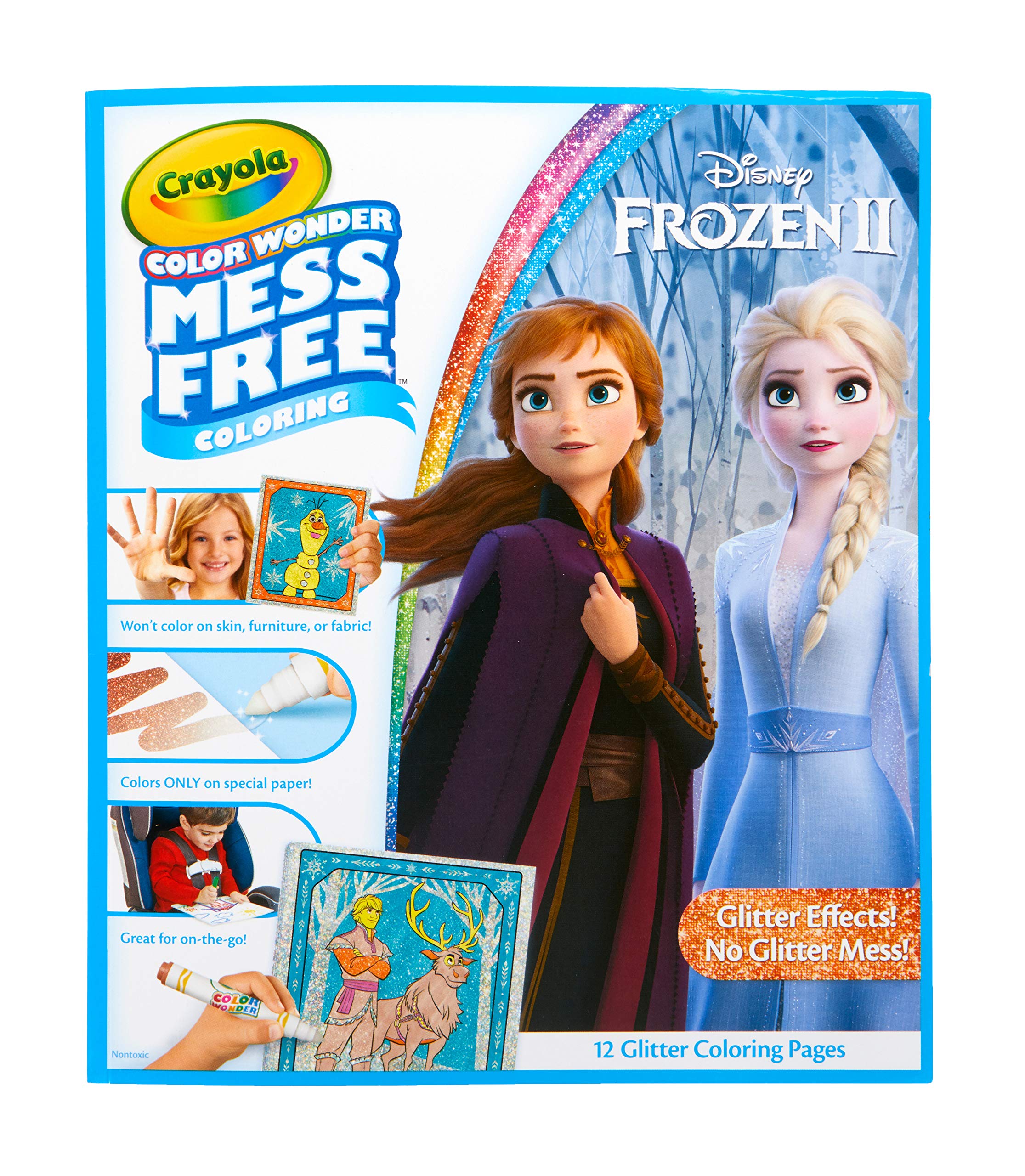 Crayola Frozen 2 Glitter Effects Color Wonder Set, Mess Free Coloring, Gift for Kids, 3, 4, 5, 6