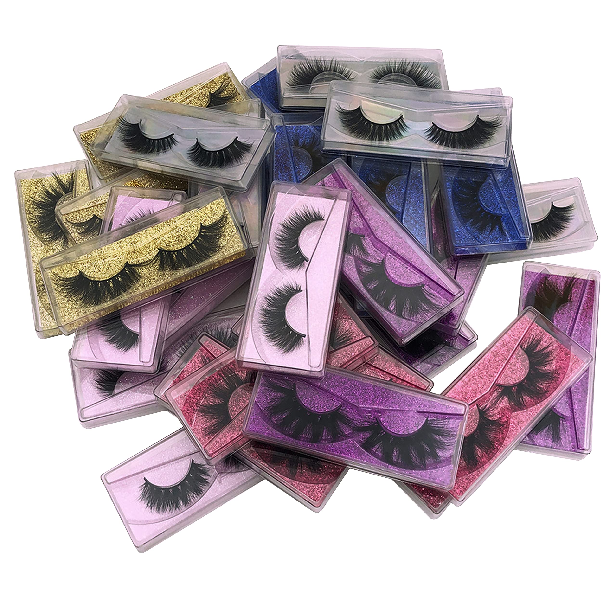 Mink Lashes bulk MIKIWI 6 Styles 30 Pack, 3D Mink Lashes wholesale,15-20mm Fluffy Long wispy lashes Real Mink Eyelashes