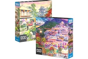 2-Pack of 1000-Piece Jigsaw Puzzles, Amalfi Coast & Japan Garden | Puzzles for Adults and Kids Ages 8+, 鶹 Exclusive