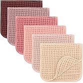 Comfy Cubs Muslin Burp Cloths Baby 50 x 25 cm, Pack of 6 - Large 6-Layer Ultra-Absorbent 100% Cotton for Babies Drool & Messe