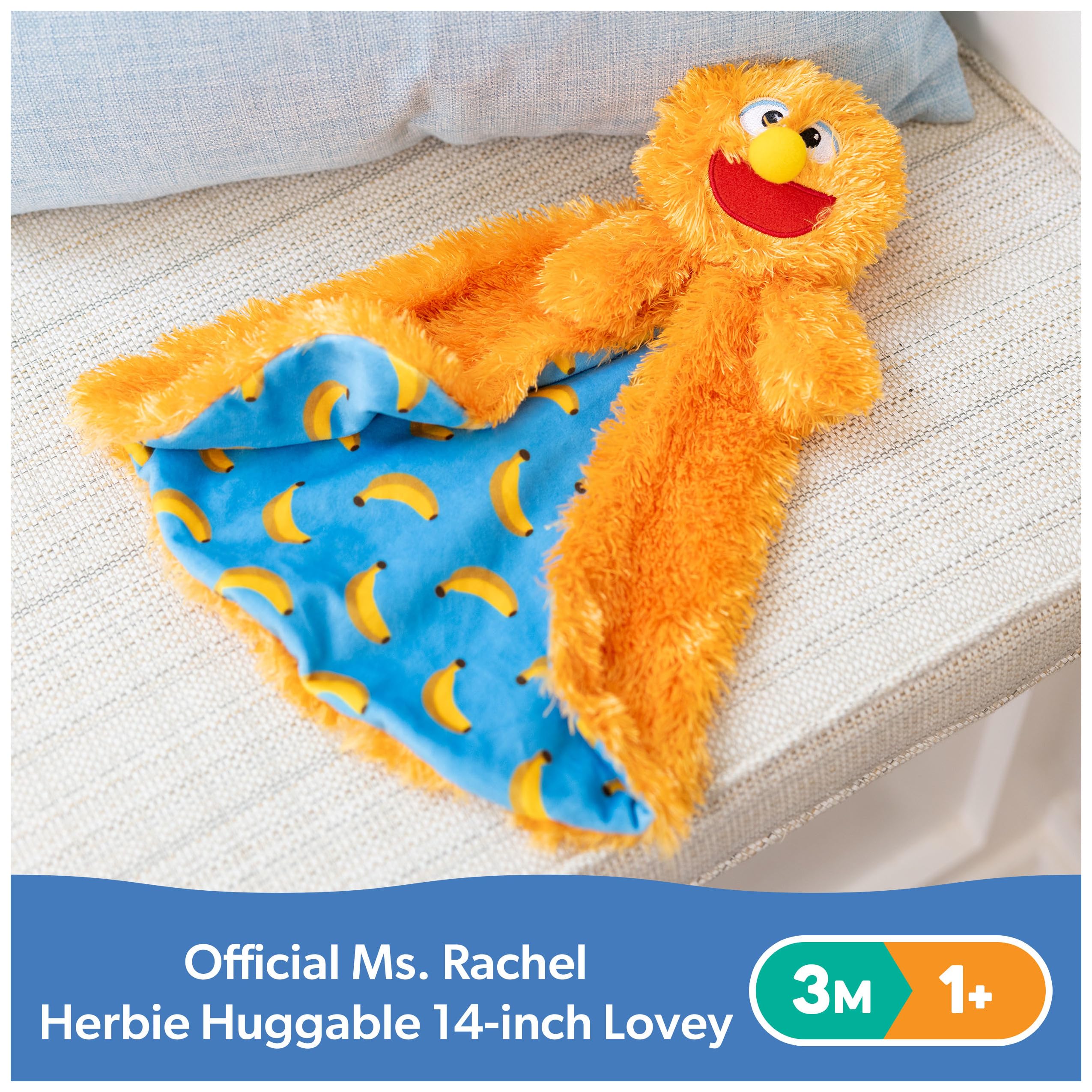 Ms. Rachel Official Herbie Huggable Lovey, Double Sided, Machine Washable Security Blankets for Babies Ages 3 Months to 1+