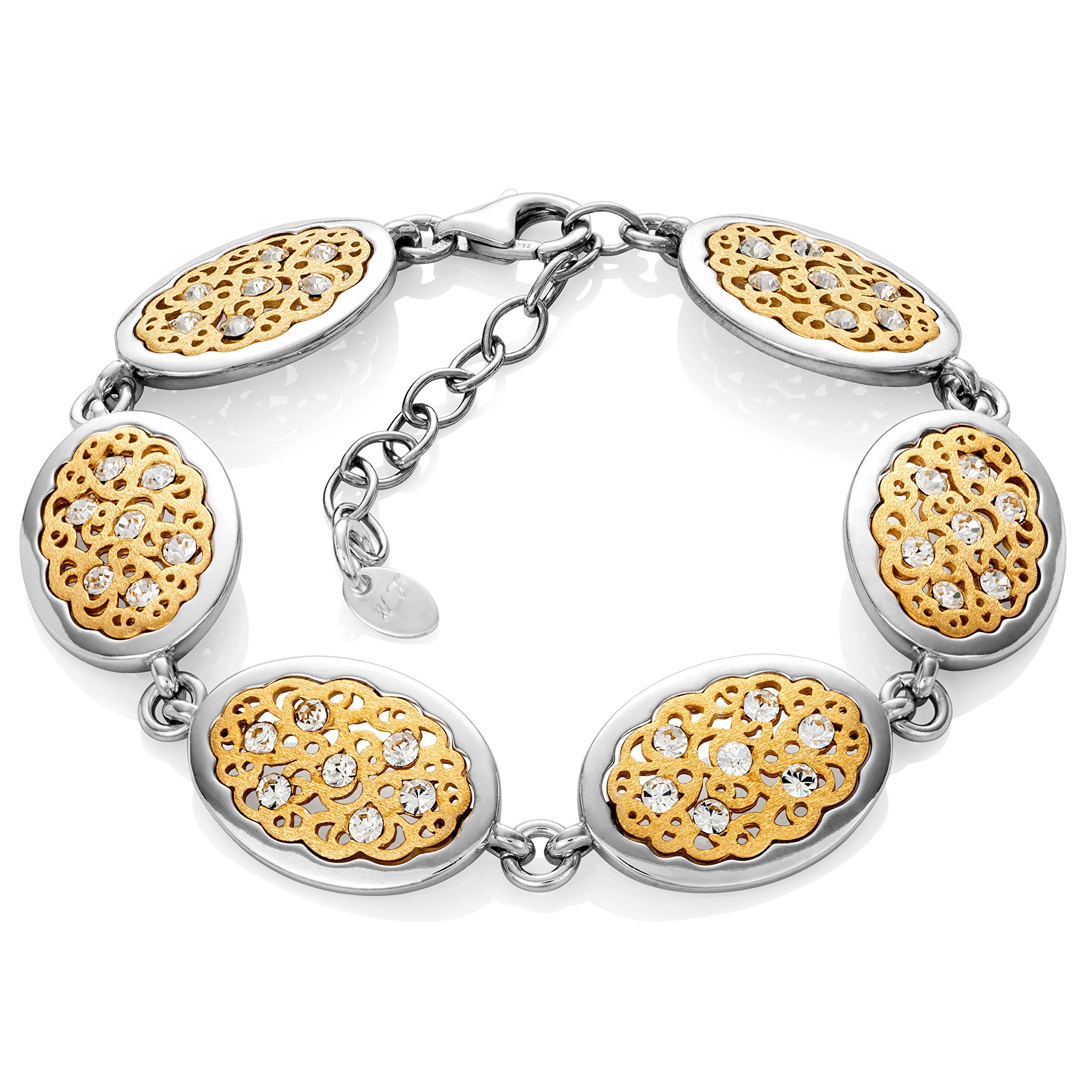 Exclusive Sterling Silver Bracelet With Gold-Plated Crystal Elements