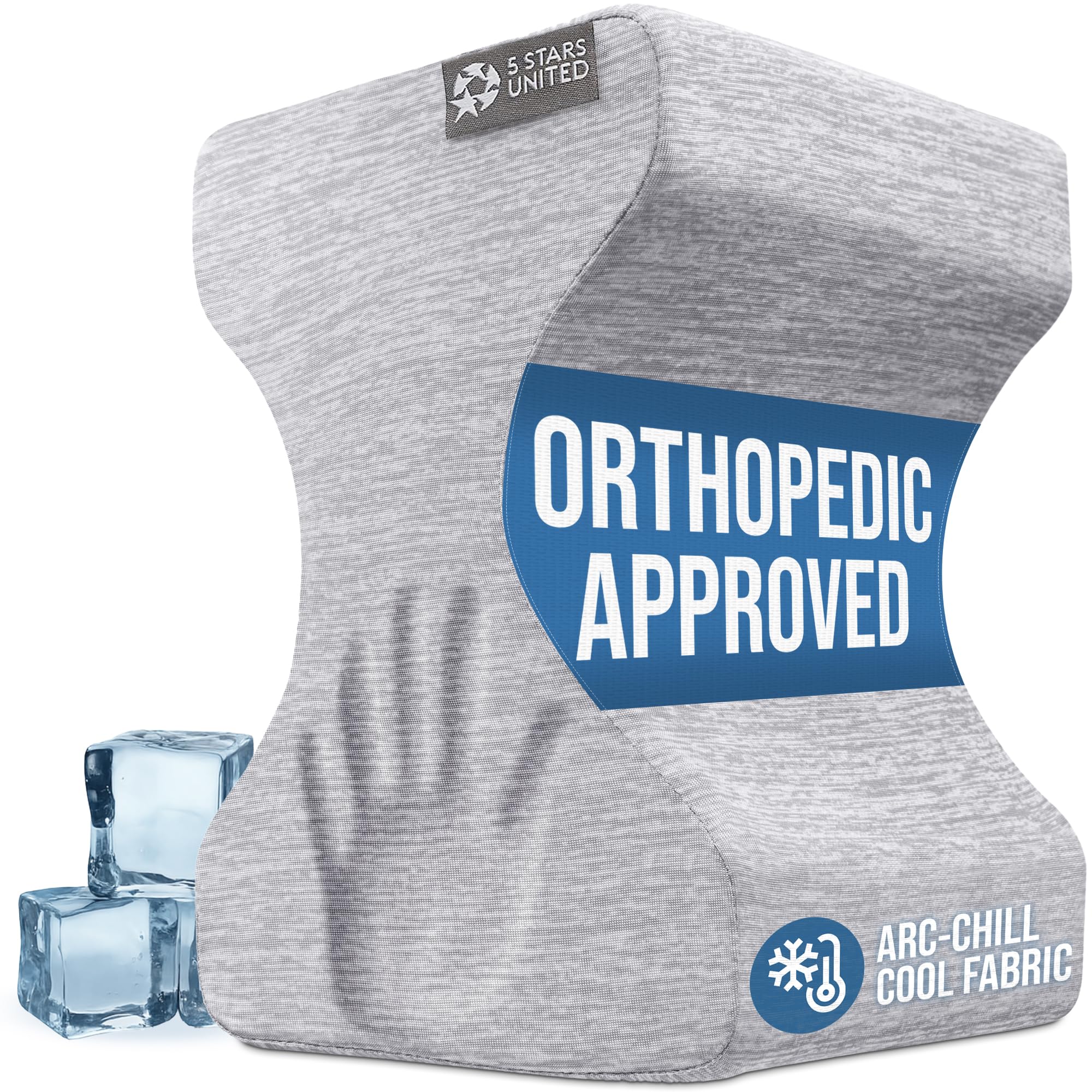 Photo 1 of 5 STARS UNITED Knee Pillow for Side Sleepers - Hip Pain Relief - Cooling Cover - Memory Foam Leg Cushion for Side Sleeping - Between Legs Pillow for Sciatica & Lower Back Pain, Arctic Gray