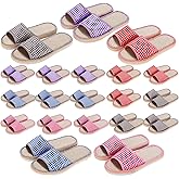 Ramede 15 Pairs Washable House Slippers for Guests Disposable Breathable Open Toe Indoor Spa Slipper for Guests Home Bedroom Hotel Travel Unisex, 6 Large Size and 9 Medium Size