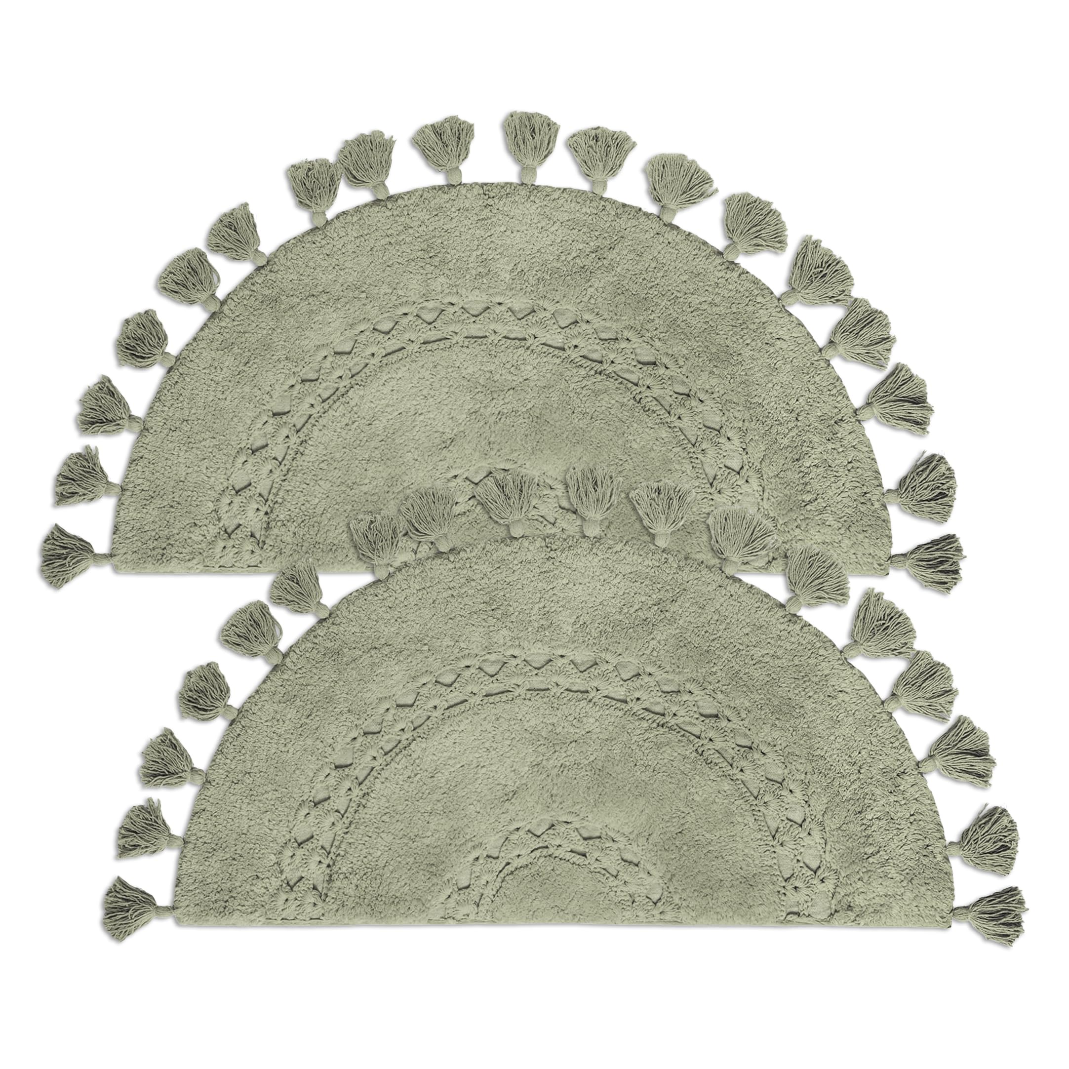 Insert Plate Rugs Pack of 2 Unique Boho Rug - Half Circle Rug with Crochet insert Detail ...