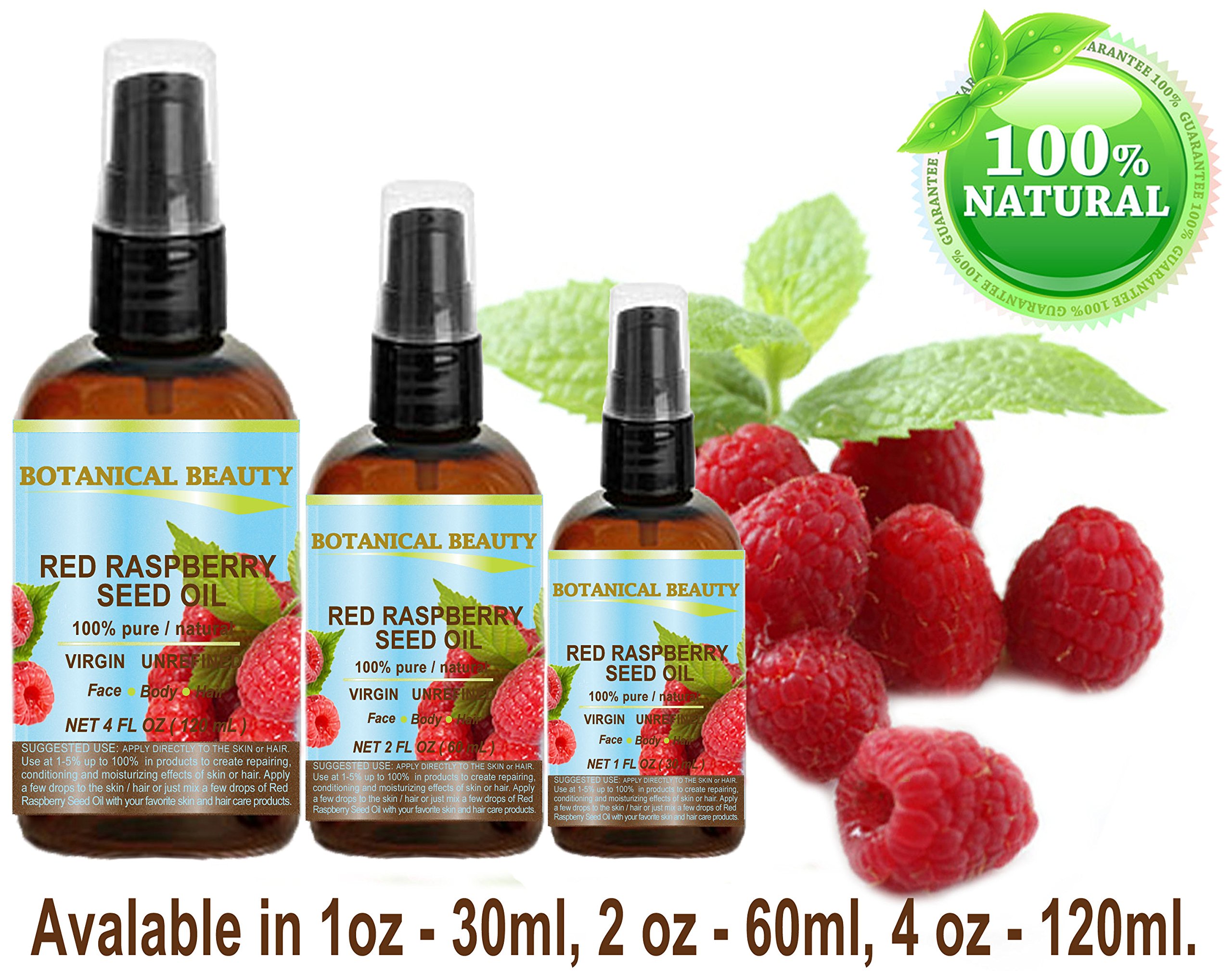 RED RASPBERRY SEED OIL 100 Pure / Natural / Virgin. Cold Pressed