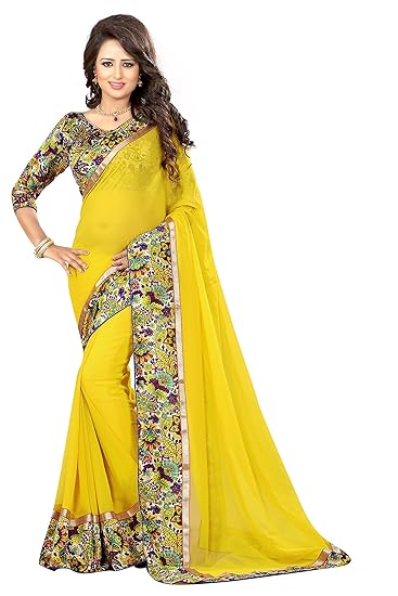 Oomph! Womens Georgette Saree with Blouse Piece