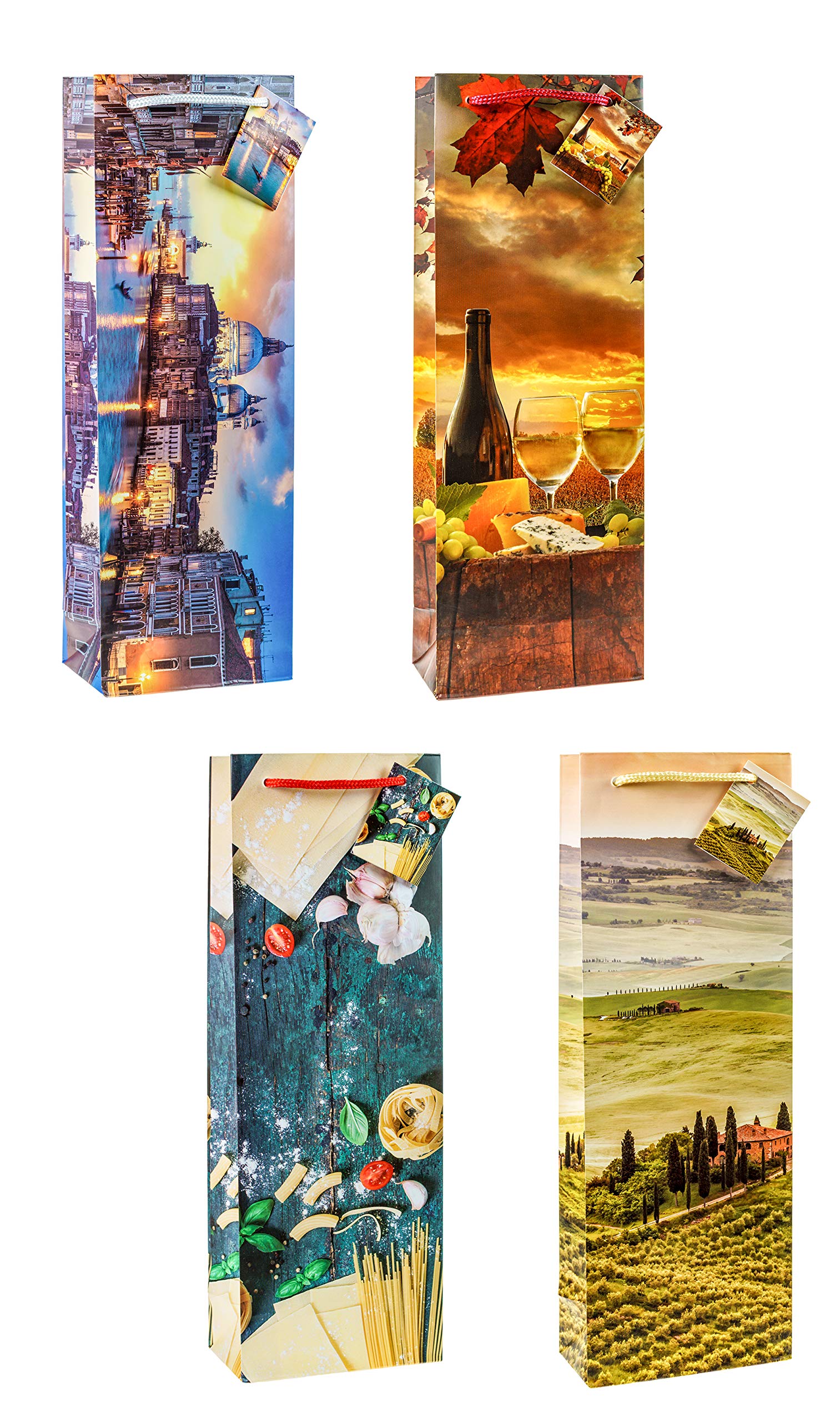 TSI 82280 gift bags Tuscany & Venice, Pack of 12, size: bottle large (14 x 4,5 x 3 inch)