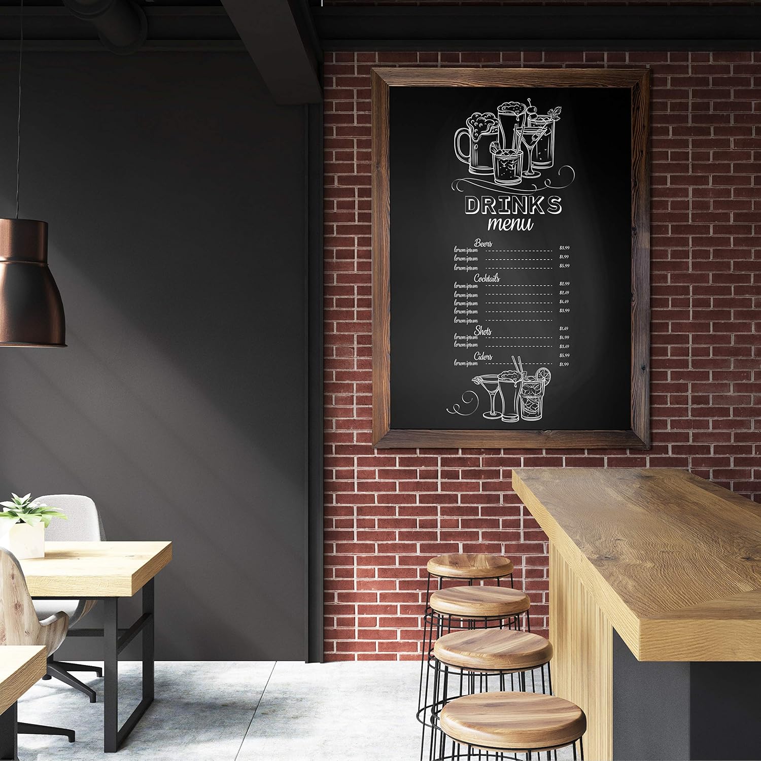 Loddie Doddie Huge Magnetic Chalkboard - 46" x 34.5" Rustic Framed Chalkboard for Wall Decor - Easy to Erase Chalkboard Rustic Frame for Kitchen, Framed Magnet Blackboard - Hanging Black Chalkboards : Office Products